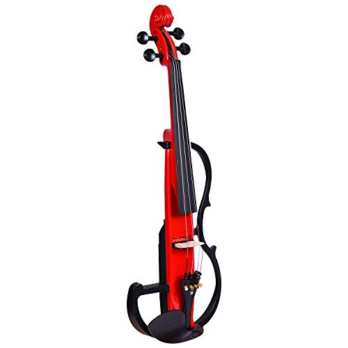 Kadence VE101 Vivaldi Electric Violin | 4/4 Full Size with Basswood Body & Ebony Wood Bow | 3-Band EQ Preamp | Includes Lightweight Hard Case, Bow, Rosin & Headphone | Includes Learning Course | Red - Image 3