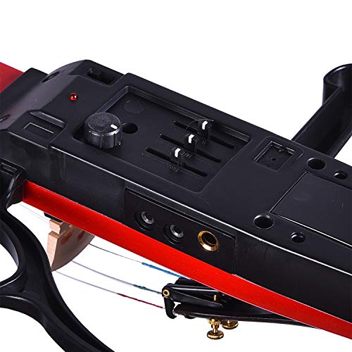 Kadence VE101 Vivaldi Electric Violin | 4/4 Full Size with Basswood Body & Ebony Wood Bow | 3-Band EQ Preamp | Includes Lightweight Hard Case, Bow, Rosin & Headphone | Includes Learning Course | Red - Image 5