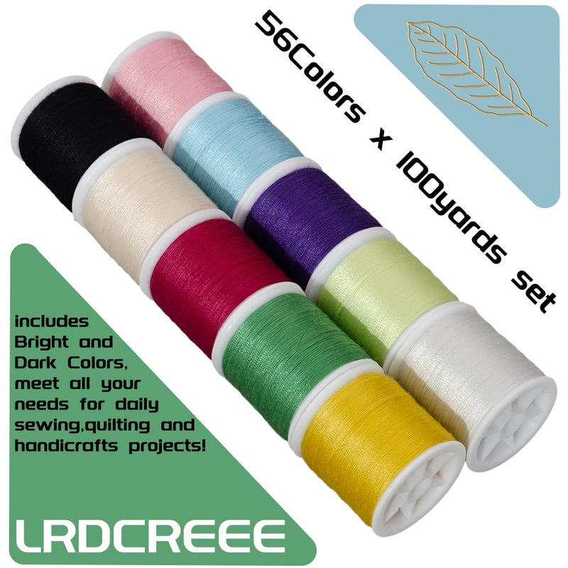 LRDCREEE 56 Spools Sewing Thread Kit for Hand Sewing and Machine Sewing Use, Colorful Polyester Thread Set 100 Yards Per Spool, 5600 Yards Total - Image 4