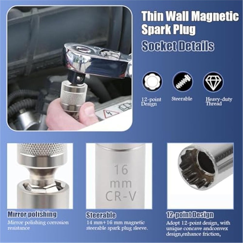 Wivplex 14mm & 16mm Magnetic Spark Plug Socket Set - Image 5