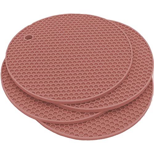 FS COOL Silicone Trivet mat, Multi-Purpose Heat mat, Non-Slip Insulation mat Heat-Resistant, hot Pot Rack-Drying mat, Heat-Resistant Kitchen Heat mat for countertops and Tables (Pack of 4, Brown) - Image 1