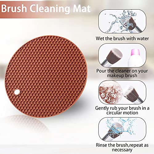 FS COOL Silicone Trivet mat, Multi-Purpose Heat mat, Non-Slip Insulation mat Heat-Resistant, hot Pot Rack-Drying mat, Heat-Resistant Kitchen Heat mat for countertops and Tables (Pack of 4, Brown) - Image 4