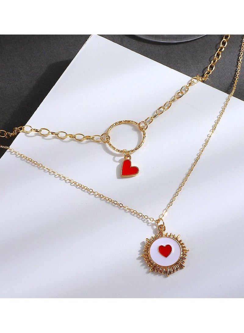 ساتينور مزدوجة القلب مكدس التيتانيوم الصلب قلادة - Image 3