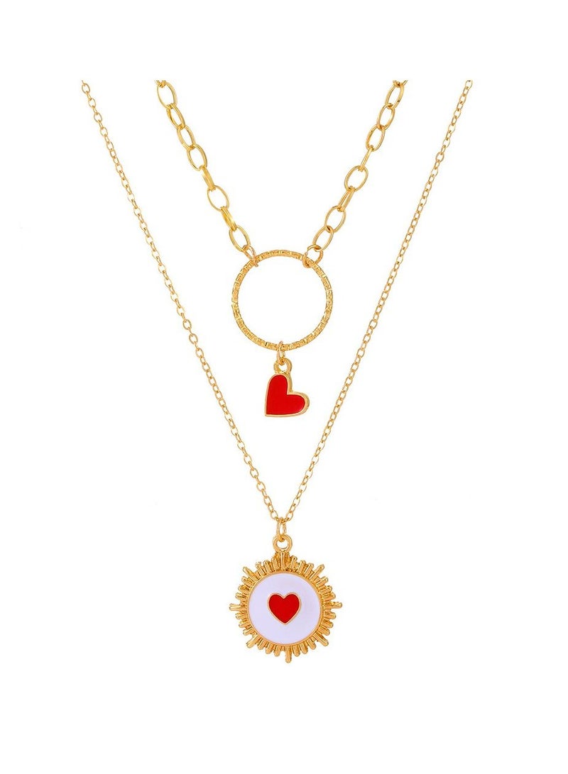 ساتينور مزدوجة القلب مكدس التيتانيوم الصلب قلادة - Image 1