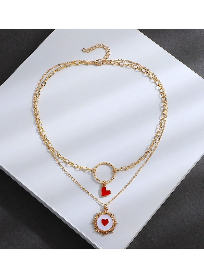 ساتينور مزدوجة القلب مكدس التيتانيوم الصلب قلادة - Image 2