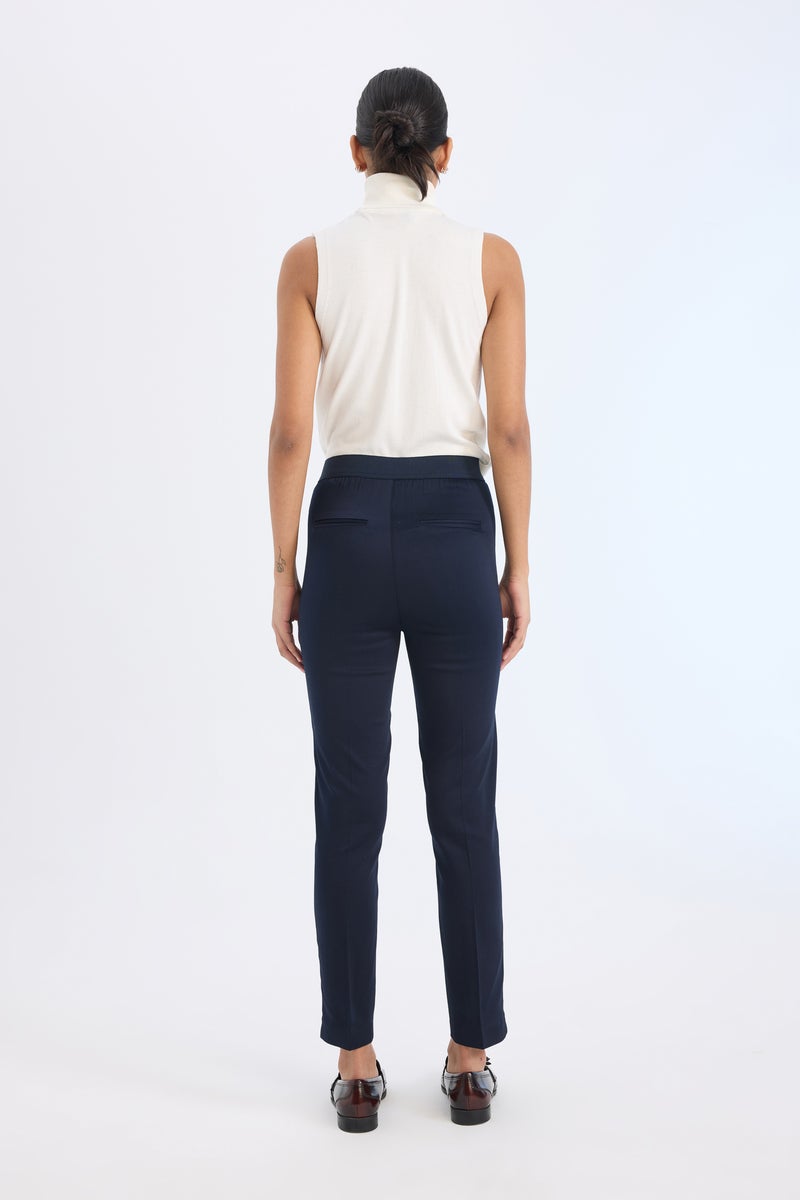 DeFacto Blue Woman Cigarette Fit Regular Hem Satin Trousers Casual - Image 3