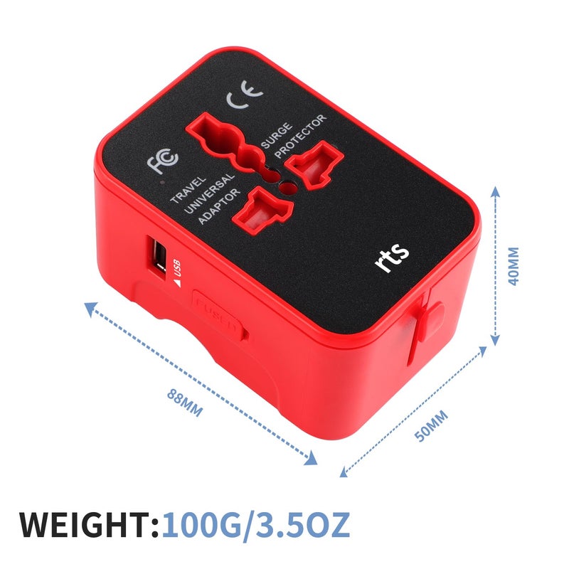 rts 2 Type C 1 USB Plug Universal Travel Adapter Suitable For 200 Countries International All in One Worldwide Travel Power Plug Adapter and Wall Charger For USA EU UK AUS Europe Cell Phone Laptop - Image 5