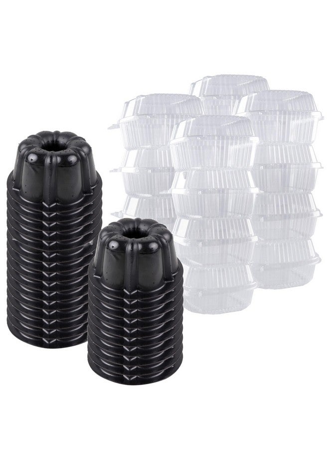 O'Creme O’Creme Bakeable Plastic Mini Cake Pan with Container - Baking Pan With Non-Stick Silicone - Reusable Mold For Baking and Much More - and Clear Snap-Closure Container - 25 Cake Pans + 25 Containers - Image 1