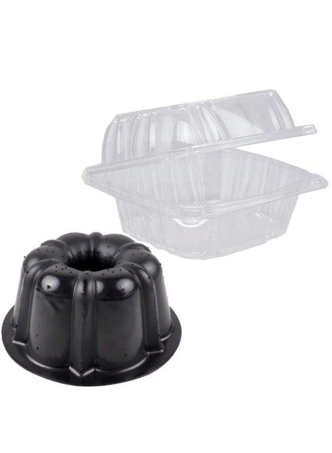O'Creme O’Creme Bakeable Plastic Mini Cake Pan with Container - Baking Pan With Non-Stick Silicone - Reusable Mold For Baking and Much More - and Clear Snap-Closure Container - 25 Cake Pans + 25 Containers - Image 2