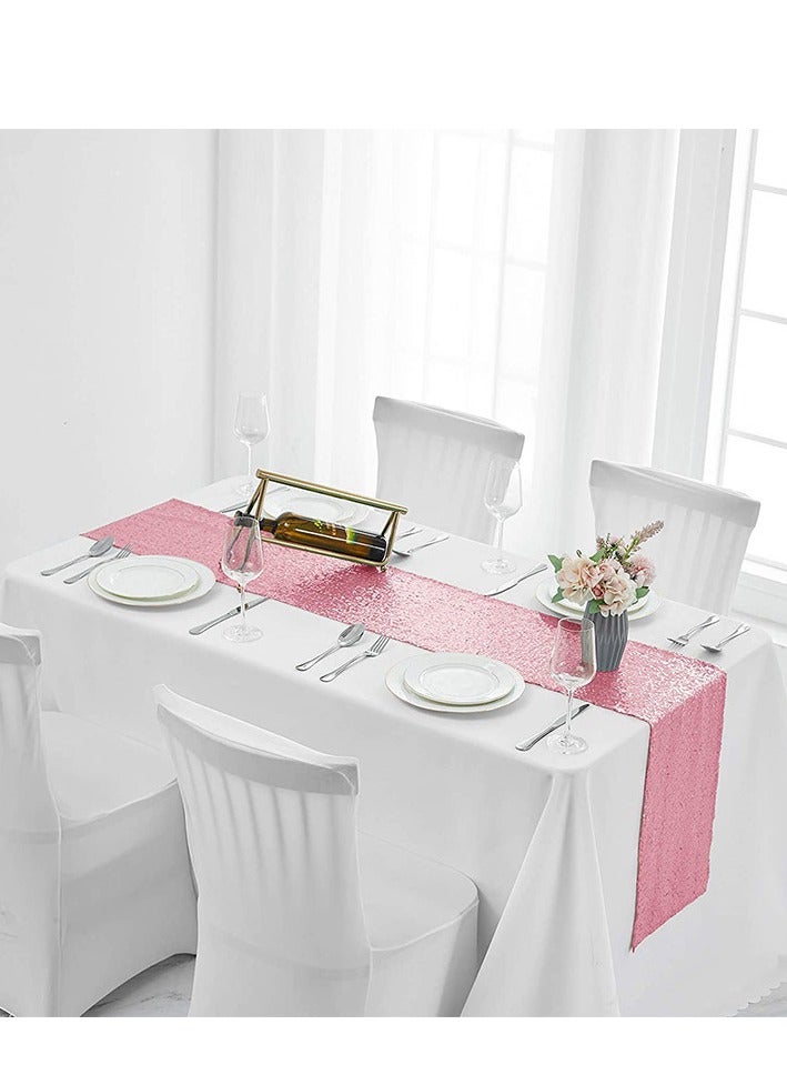 Sequin Embroidery Decorative Tablecloths, Wedding, Festival, Birthday, Dinner, Graduation Ceremony Decorations, Indoor and Outdoor Party Supplies for Home, Restaurants, Hotels, Cafes（30x275cm，Pink） - Image 2