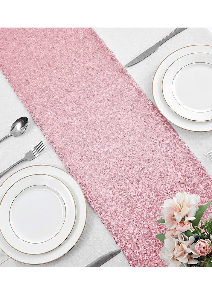 Sequin Embroidery Decorative Tablecloths, Wedding, Festival, Birthday, Dinner, Graduation Ceremony Decorations, Indoor and Outdoor Party Supplies for Home, Restaurants, Hotels, Cafes（30x275cm，Pink） - Image 3