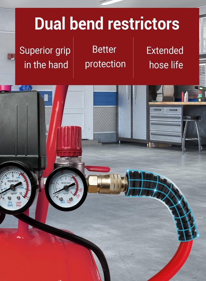DEWENWILS 1/4 Inch x 25FT Hybrid Air Hose 300 PSI, Heavy Duty Air Compressor Hose with 1/4" Industrial Quick Coupler Fittings, Flexible and Kink Resistant Air Hose (Red) - Image 5