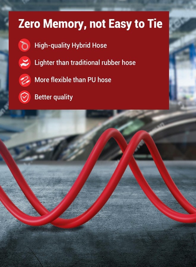 DEWENWILS 1/4 Inch x 25FT Hybrid Air Hose 300 PSI, Heavy Duty Air Compressor Hose with 1/4" Industrial Quick Coupler Fittings, Flexible and Kink Resistant Air Hose (Red) - Image 4