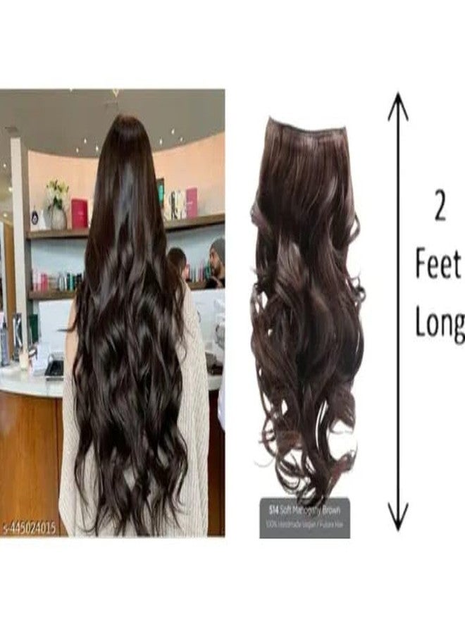 Flushia® Hair Extensions And Wigs Women's Natural Brown Curly/Wavy Hair Extensions 5 Clip in 24 Inch Brown (Color) (Pack Of 1pcs) - Image 4