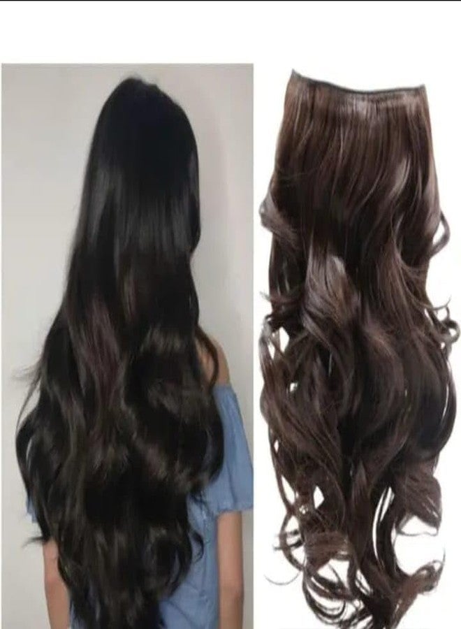 Flushia® Hair Extensions And Wigs Women's Natural Brown Curly/Wavy Hair Extensions 5 Clip in 24 Inch Brown (Color) (Pack Of 1pcs) - Image 1