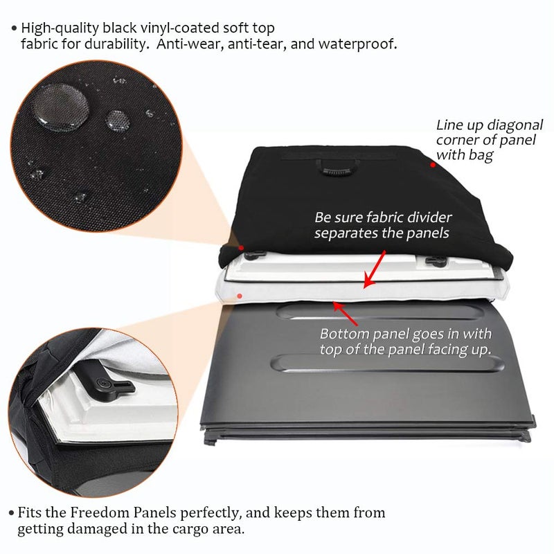 Opall Hard Top Freedom Top Panels Storage Bag for All 2007-2025 Jeep Wrangler JK JKU JL JLU Sports Sahara Freedom Rubicon Unlimited Gladiator JT 2 and 4 Doors - Image 3