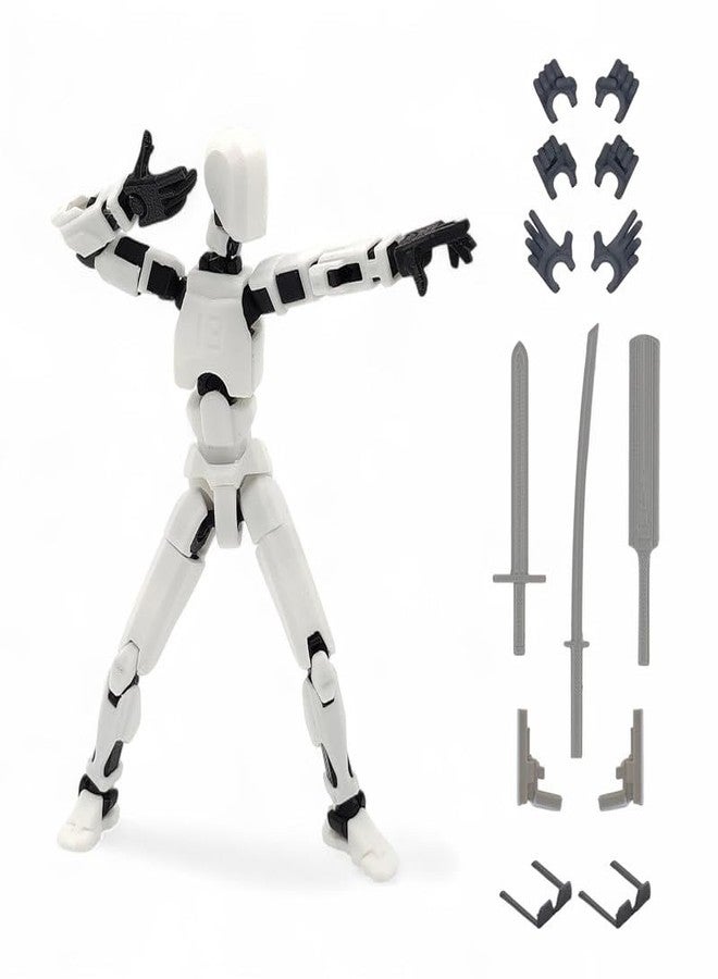 HEYNZ Fully Articulated Action Figure, 3D Printed Robot Assembly Kit, 5.4 Inch Tall Poseable DIY Collectible Model, White Armour - Image 1