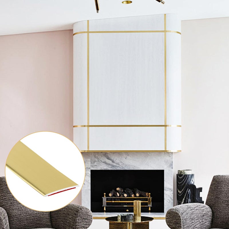 Soengsau Glossy Gold Finish Molding Trim, 196.8"L x 0.4"W Peel and Stick Decoration Strip for Ceiling, Wall, Tile Edge, Furniture Cabinet, Mirror - Image 5