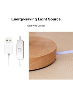 XiuWoo Desk Lamp USB Table Lamp Bedside Wooden Lamp Modern Nightstand Light Night Lamp with Round Fabric Lampshade for Home Bedroom Living Room Office  - Image 4