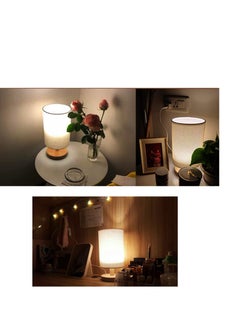 XiuWoo Desk Lamp USB Table Lamp Bedside Wooden Lamp Modern Nightstand Light Night Lamp with Round Fabric Lampshade for Home Bedroom Living Room Office  - Image 5