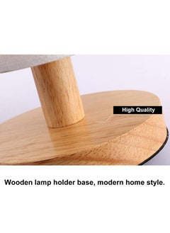 XiuWoo Desk Lamp USB Table Lamp Bedside Wooden Lamp Modern Nightstand Light Night Lamp with Round Fabric Lampshade for Home Bedroom Living Room Office  - Image 3