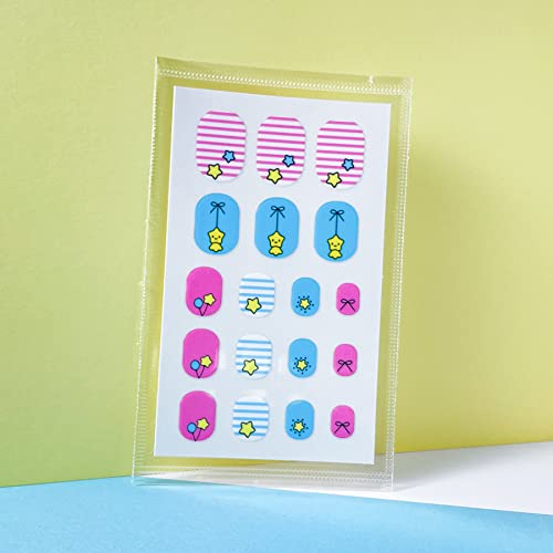IHUKEIT Kids Nail Stickers Full Nail Wraps Self Adhesive Nail Polish Strips for Kids Girls Nail Art Decoration Fun Including Fruits Rainbows Stars Hearts Clouds Recommend for Age 8 and Older (Pack of 10) - Image 3