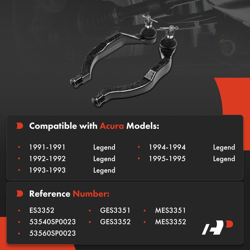 A-Premium Front Outer Tie Rod Ends for Acura Legend 1991-1995 - Image 2