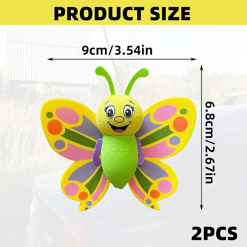Eophmi Car Aerial Toppers,2 Pcs Colorful Car Antenna Topper,Butterfly Car Aerial Topper,Aerial Decorations Car for Car,Truck, Suv Decoration Car Aerial Balls Butterfly Shape Matte anti slip finish - Image 2