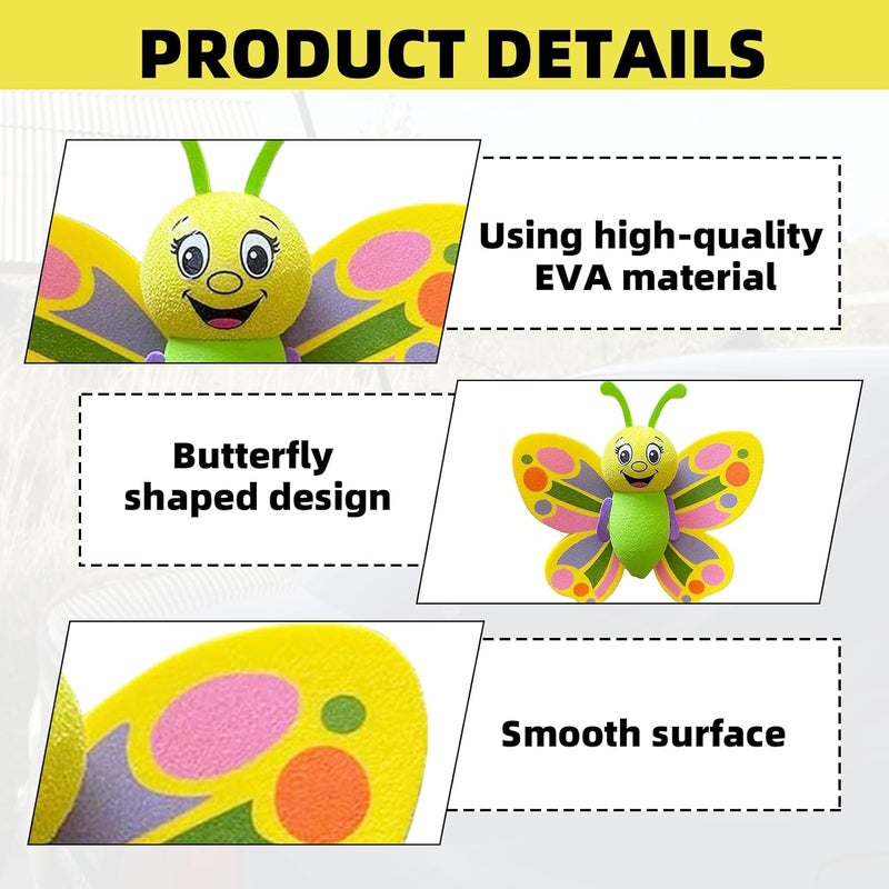 Eophmi Car Aerial Toppers,2 Pcs Colorful Car Antenna Topper,Butterfly Car Aerial Topper,Aerial Decorations Car for Car,Truck, Suv Decoration Car Aerial Balls Butterfly Shape Matte anti slip finish - Image 3