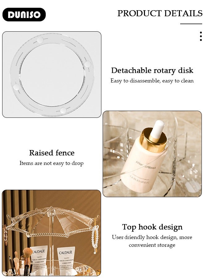 DUNISO Rotating makeup organizer, 360 degree rotating makeup storage organizer box,2-layer large capacity acrylic cosmetic display cases, vanity shelf countertop for bathroom, lipsticks, brushes - Image 2