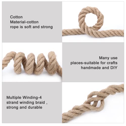 Meidansini Jute Rope,3/4inch x 50 FT Natural Twisted Manila Heavy Duty Hemp Ropes for Crafts,Swing for Tree,Gardening, Bundling, Hammock, Nautical, Tug of War, Railings, Home Decorating - Image 3