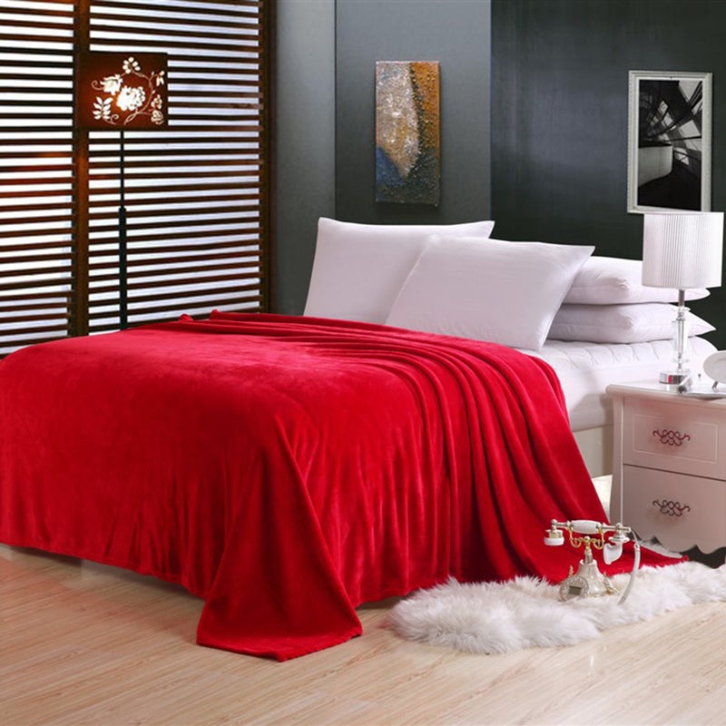 Color Flannel Fleece Blanket Couch Color Bed Warm Blanket Sheet - Image 1