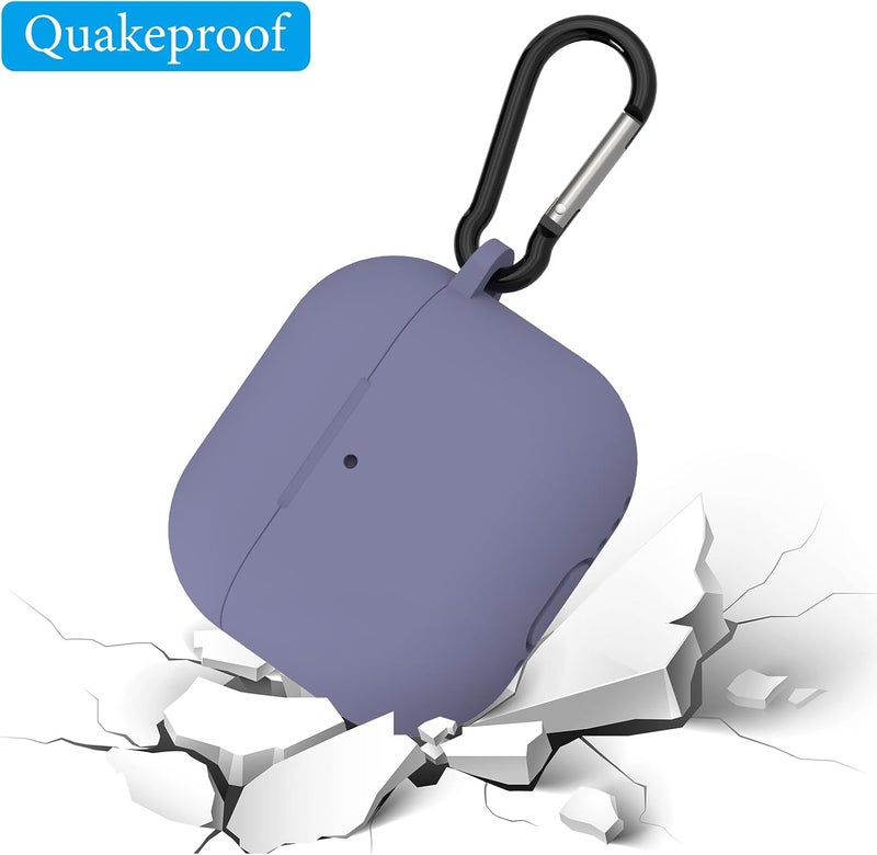 Geekria Silicone Case Cover Compatible with Apple AirPods 4 True Wireless Earbuds, Protective Earphones Skin Cover with Keychain Hook, Charging Port Accessible (Purple) - Image 3