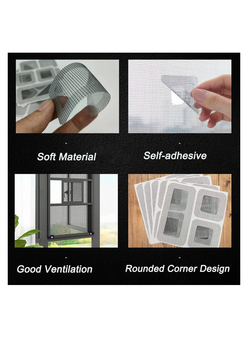 KASTWAVE Self-Adhesive Window Screen Repair Patches Kit, 20 Sheets 4 Size Screen Door Replacement Repair Kit Fiberglass Mesh Wall Repair Patches Drywall Tools Wall Hole Quick Repair Patch - Image 4