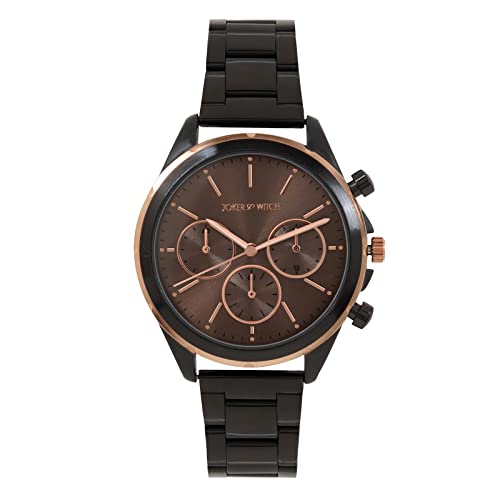 Joker & Witch Stainless Steel Johnny & Amber Couple Analogue Watches, Brown Dial, Gray Band - Image 3