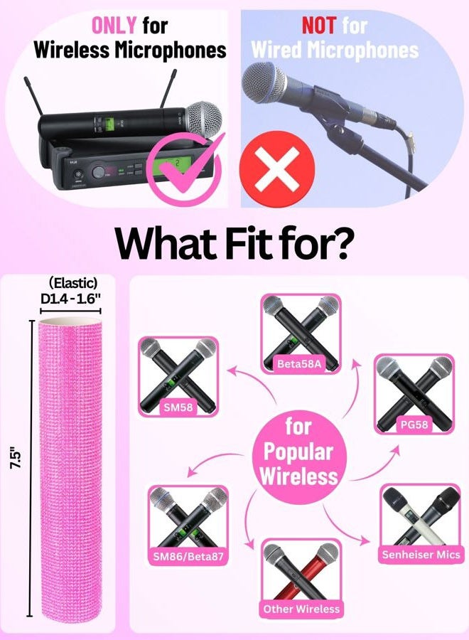 RhymKawa RK Mic Handle Cover for Shure Wireless SLX2, BLX2 - BETA58, SM58, BETA87, PG58 Cordless Handheld Sleeve on Tours and TV Shows, Pink Diamonds - Image 2