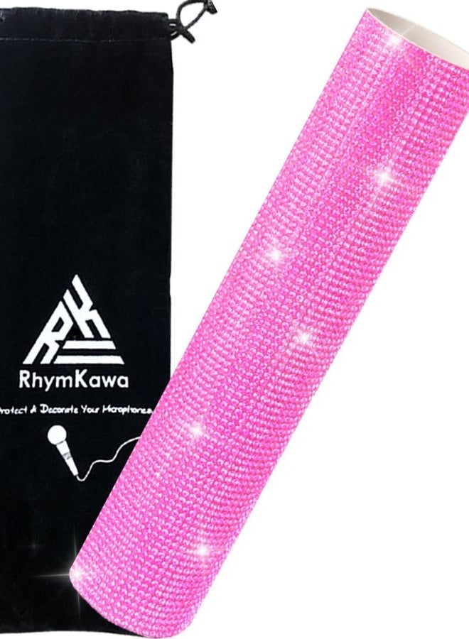 RhymKawa RK Mic Handle Cover for Shure Wireless SLX2, BLX2 - BETA58, SM58, BETA87, PG58 Cordless Handheld Sleeve on Tours and TV Shows, Pink Diamonds - Image 1