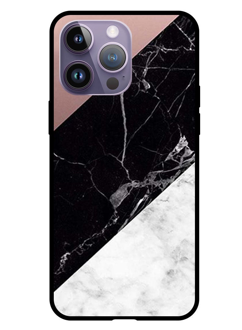 Theodor Protective Case Cover For Apple iPhone 14 Pro 6.1" 2022 Hite & Black Marble Top Is Plain - Image 1