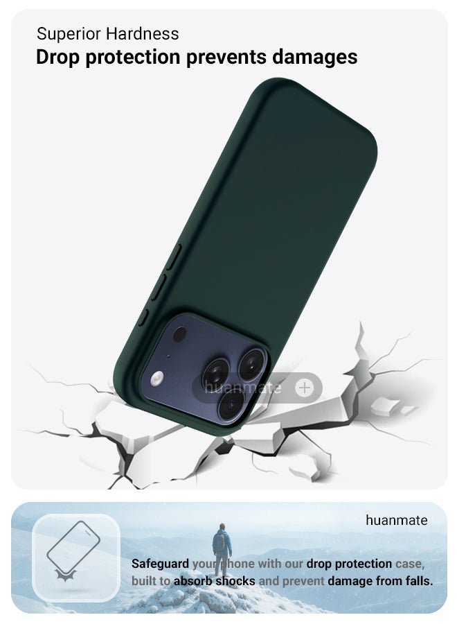 huanmate Apple iPhone 17 Pro Silicone Cover Dark Green Premium 2.0mm TPU Silicon Shockproof Water Proof Case Enhanced Camera Protection Lens Shield for Daily Use - Image 4