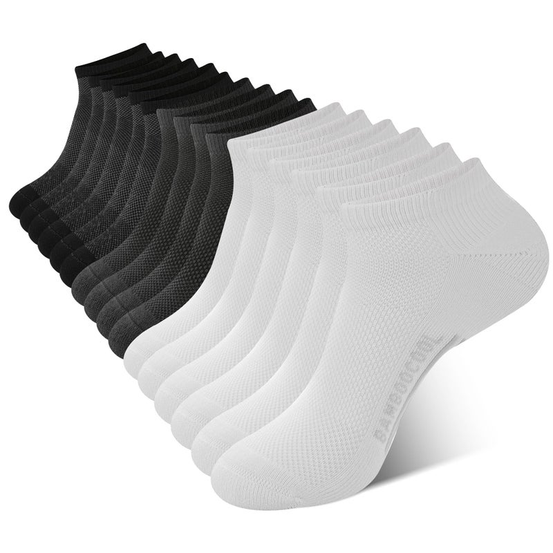 BAMBOO COOL Men's Athletic Ankle Socks Moisture Wicking, Breathable Running Mesh Socks Cushioned Arch Support, 8 Pack - Image 1
