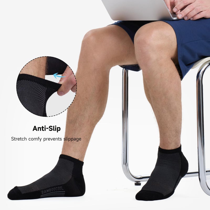 BAMBOO COOL Men's Athletic Ankle Socks Moisture Wicking, Breathable Running Mesh Socks Cushioned Arch Support, 8 Pack - Image 4
