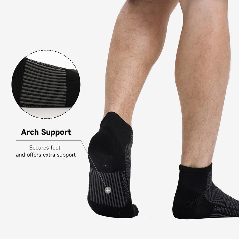 BAMBOO COOL Men's Athletic Ankle Socks Moisture Wicking, Breathable Running Mesh Socks Cushioned Arch Support, 8 Pack - Image 2