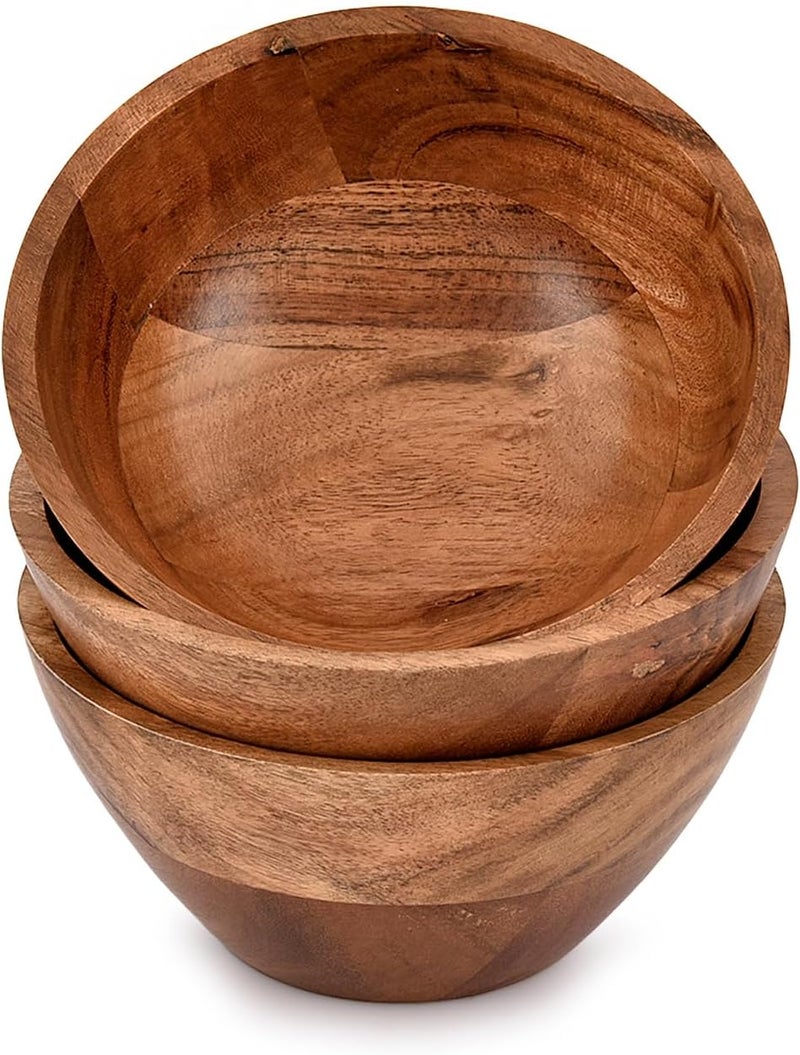MAHASU Snack  Dip Bowl Acacia Wood Set of 3 Dipping Sauce Bowls Appetizer Dip Bowl for BBQ Condiment Snacks Charcuterie board accessories 6 X 6 X 275 - Image 2