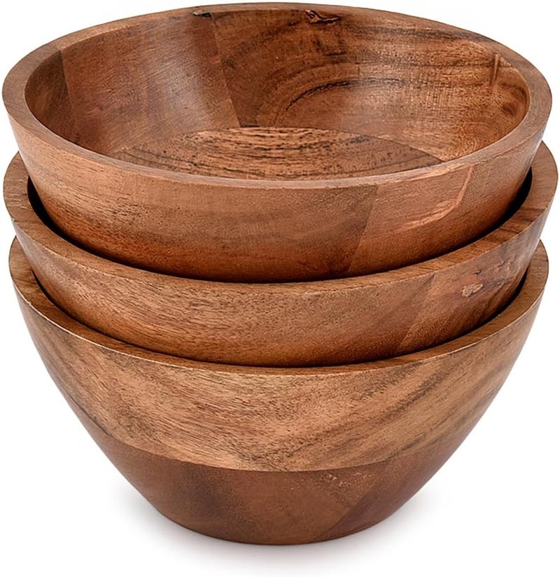 MAHASU Snack  Dip Bowl Acacia Wood Set of 3 Dipping Sauce Bowls Appetizer Dip Bowl for BBQ Condiment Snacks Charcuterie board accessories 6 X 6 X 275 - Image 1