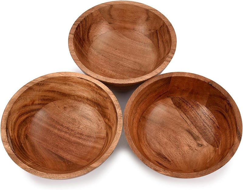 MAHASU Snack  Dip Bowl Acacia Wood Set of 3 Dipping Sauce Bowls Appetizer Dip Bowl for BBQ Condiment Snacks Charcuterie board accessories 6 X 6 X 275 - Image 3
