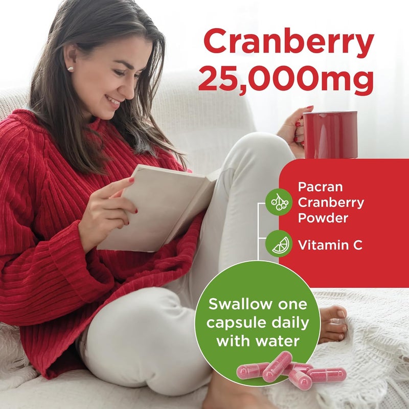 Healthspan Super Strength Cranberry 60 Capsules for Immune Health and Wellbeing Equivalent to 25000 mg Whole Fresh Cranberries Highly Concentrated Formulation Added Vitamin C Vegan - Image 4