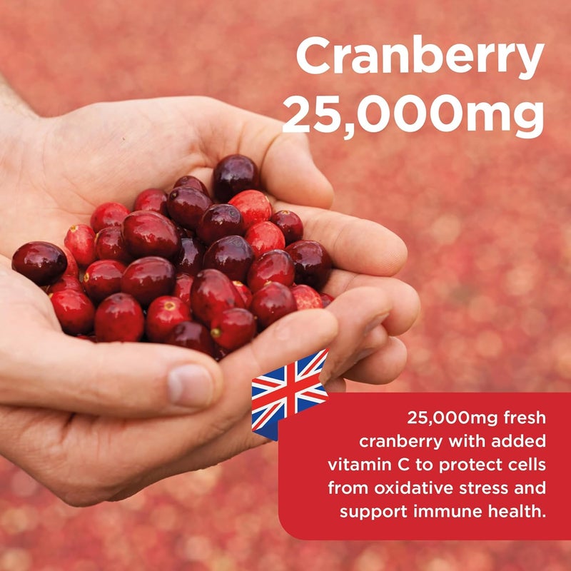 Healthspan Super Strength Cranberry 60 Capsules for Immune Health and Wellbeing Equivalent to 25000 mg Whole Fresh Cranberries Highly Concentrated Formulation Added Vitamin C Vegan - Image 3