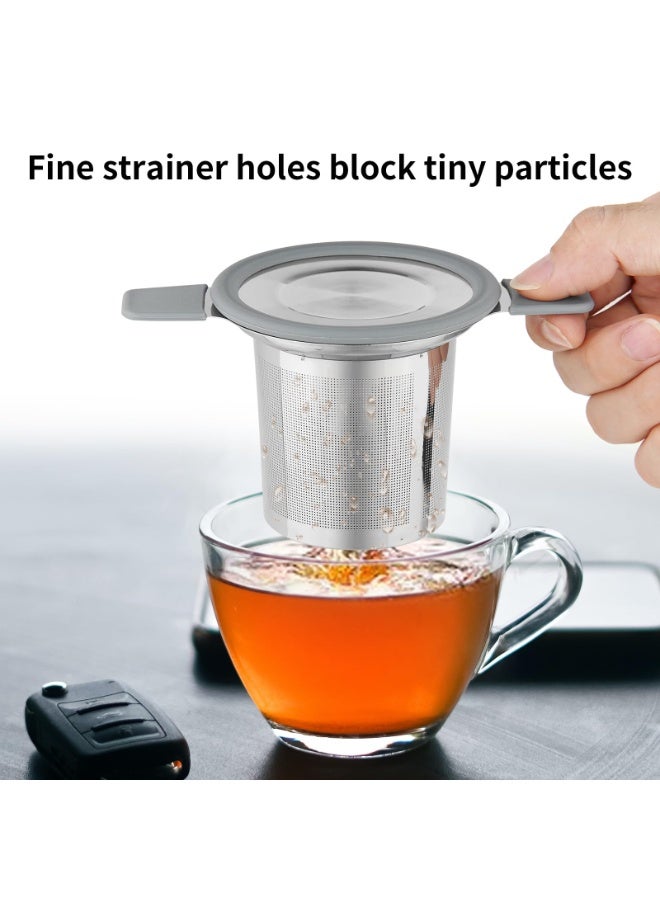هومستر مصفاة شاي مقاومة للحرارة مصنوعة من الفولاذ المقاوم للصدأ مع مصفاة شاي الكونغ فو متعددة الوظائف ومصففة القهوة، مع مقاوم للحرارة مقبّل مزدوج، سهل التنظيف، مضاعفة كمية الشاي كصينية للتصفية السريعة والشاي الصافي البلوري، حجم 13.6*7.5 سم - Image 2