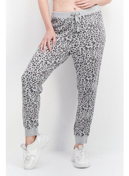 BB Dakota by Steve Madden Women Animal Print Drawstring Jogger Pant, Grey  - Image 1