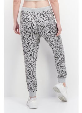 BB Dakota by Steve Madden Women Animal Print Drawstring Jogger Pant, Grey  - Image 3